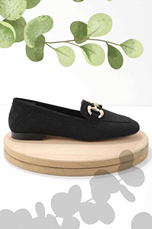 Siyah Süet  Kadın Loafer Ayakkabı K01258510302