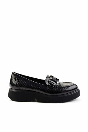 Siyah Kroko  Kadın Loafer Ayakkabı K01257069011