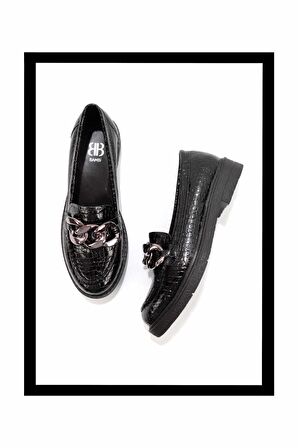 Siyah Rugan  Kadın Loafer Ayakkabı K01257067011