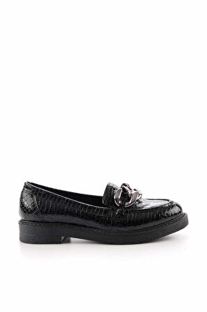 Siyah Rugan  Kadın Loafer Ayakkabı K01257067011