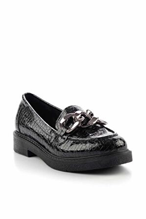 Siyah Rugan  Kadın Loafer Ayakkabı K01257067011