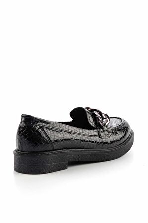 Siyah Rugan  Kadın Loafer Ayakkabı K01257067011