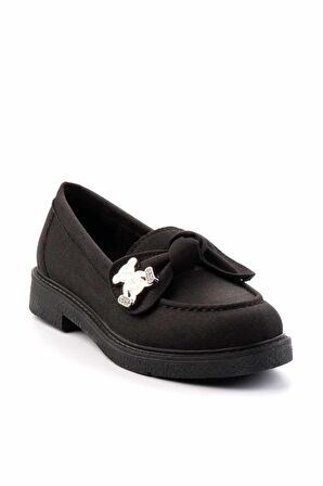 Siyah Kumaş  Kadın Loafer Ayakkabı K01257060704