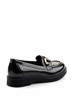 Siyah Parlak Kroko  Kadın Loafer Ayakkabı K01257067511
