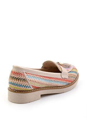 Bej Çok Renkli  Kadın Loafer Ayakkabı K01257060828