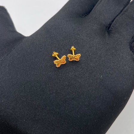 Kelebek Dorika Pullu Altın Çocuk Küpesi 22 Ayar 1.02 Gram Hediye