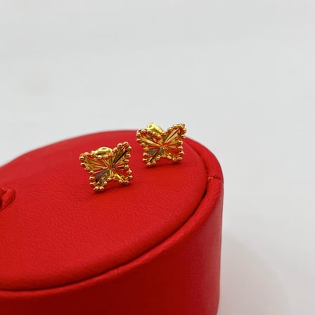 Kelebek Dorika Pullu Altın Çocuk Küpesi 22 Ayar 1.02 Gram Hediye