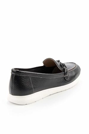 Siyah Hakiki Deri Kadın Loafer Ayakkabı K01269354603