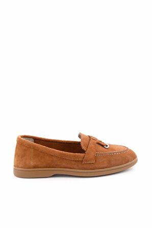 Taba Süet Hakiki Deri Kadın Loafer Ayakkabı K01269354102