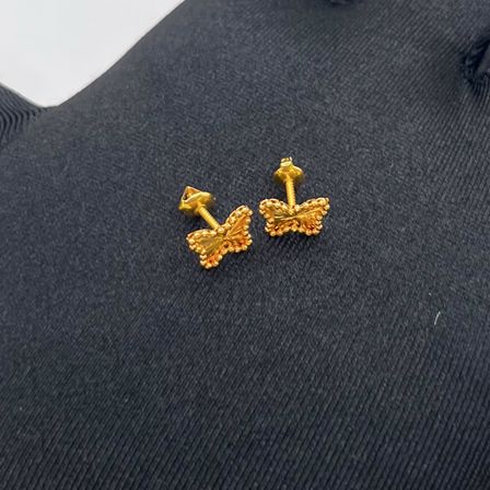 Kelebek Dorika Pullu Ajurlu Top Top Altın Çocuk Küpesi 22 Ayar 0.99 Gram Hediye