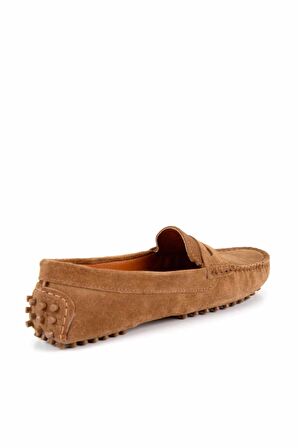 Bambi Vizon Süet Hakiki Deri Kadın Loafer Ayakkabi K01274225202