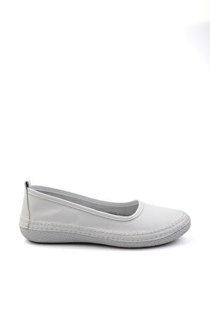 Beyaz Hakiki Deri Kadın Babet K01303018403