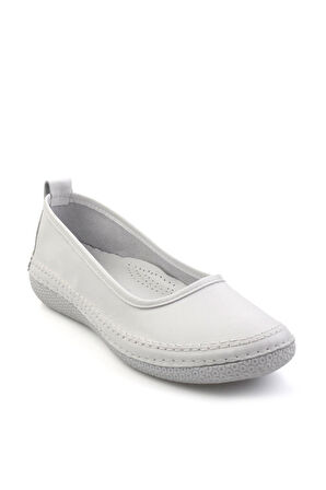 Beyaz Hakiki Deri Kadın Babet K01303018403