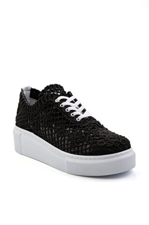 Siyah Hakiki Deri Kadın Sneaker K01303018716