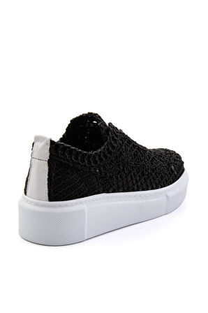 Siyah Hakiki Deri Kadın Sneaker K01303018716