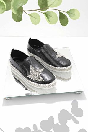 Bambi Siyah Lame  Kadın Casual Ayakkabi K01309215609