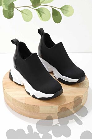 Bambi Siyah Streç  Kadın Sneaker K01313001617