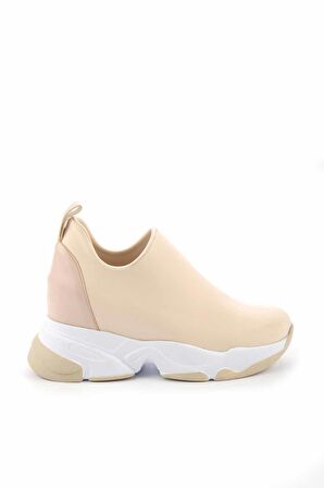 Bambi Bej Streç  Kadın Sneaker K01313001617