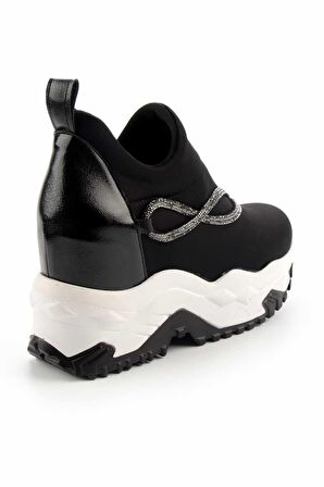Siyah Beyaz Streç  Kadın Sneaker K01313002517