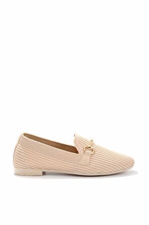 Bambi Bej Triko  Kadın Loafer Ayakkabi K01320302082