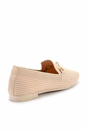 Bambi Bej Triko  Kadın Loafer Ayakkabi K01320302082