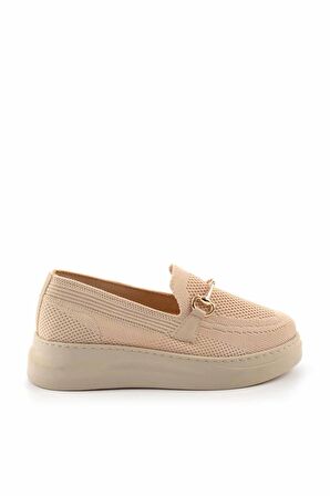 Bambi Bej Triko  Kadın Loafer Ayakkabi K01320425182