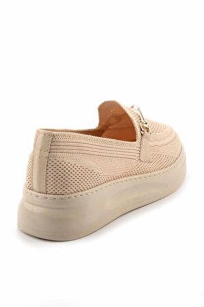 Bambi Bej Triko  Kadın Loafer Ayakkabi K01320425182