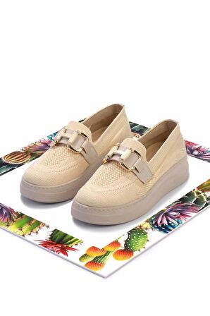 Bej Triko  Kadın Loafer Ayakkabı K01320302482