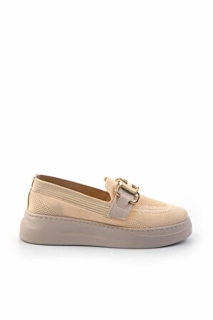 Bej Triko  Kadın Loafer Ayakkabı K01320302482