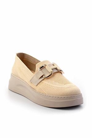 Bej Triko  Kadın Loafer Ayakkabı K01320302482