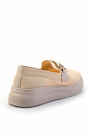 Bej Triko  Kadın Loafer Ayakkabı K01320302482