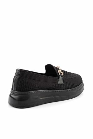 Bambi Siyah Triko  Kadın Loafer Ayakkabi K01320425182