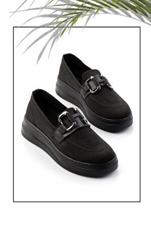 Siyah Triko  Kadın Loafer Ayakkabı K01320302482