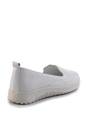 Beyaz Hakiki Deri Kadın Babet K01331055603