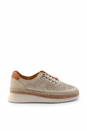 Bej Hakiki Deri Kadın Espadril K01331036203