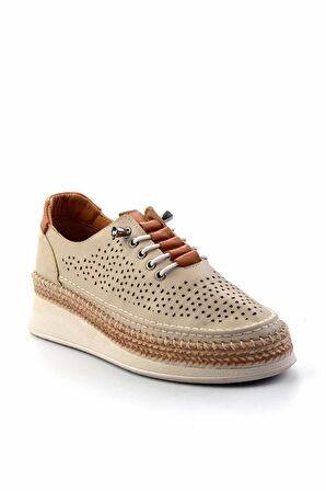 Bej Hakiki Deri Kadın Espadril K01331036203
