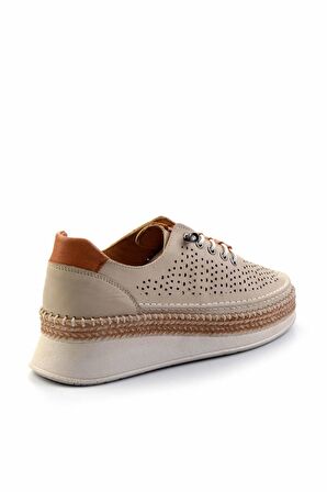 Bej Hakiki Deri Kadın Espadril K01331036203