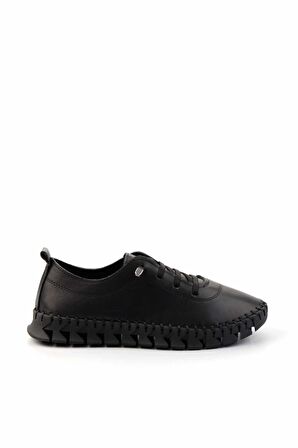 Siyah Hakiki Deri Kadın Sneaker K01331081003