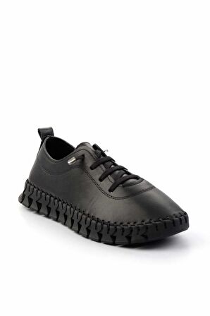 Siyah Hakiki Deri Kadın Sneaker K01331081003