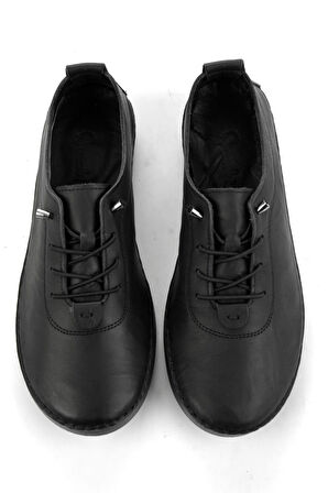 Siyah Hakiki Deri Kadın Casual Ayakkabı K01331825103