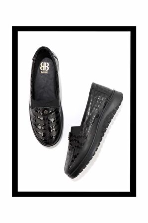 Siyah Kroko Hakiki Deri Kadın Casual Ayakkabı K01331750011