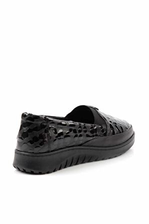 Siyah Kroko Hakiki Deri Kadın Casual Ayakkabı K01331750011