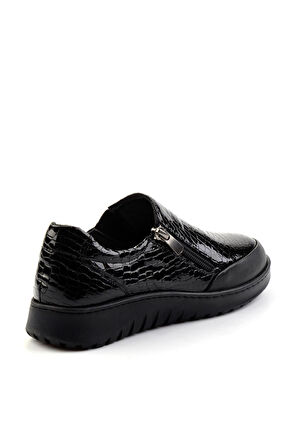 Siyah Kroko Hakiki Deri Kadın Casual Ayakkabı K01331800711