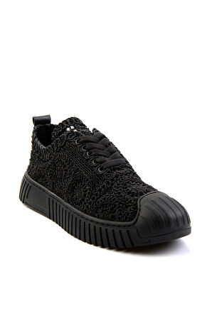 Siyah Hakiki Deri Kadın Sneaker K01331175016