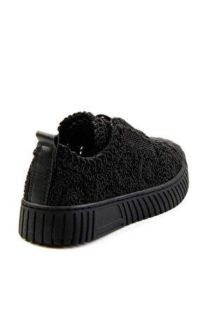 Siyah Hakiki Deri Kadın Sneaker K01331175016