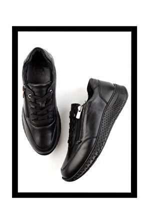 Siyah Hakiki Deri Kadın Sneaker K01331801103