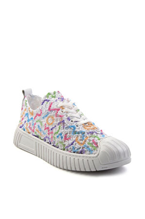 Beyaz Çok Renkli Leather Kadın Sneaker K01331175016