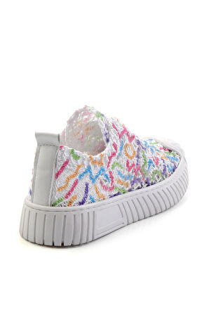 Beyaz Çok Renkli Leather Kadın Sneaker K01331175016