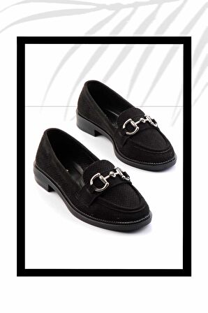 Siyah Süet  Kadın Loafer Ayakkabı K01362245702