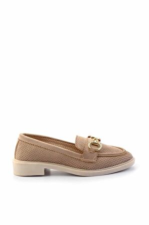 Bej Süet  Kadın Loafer Ayakkabı K01362245702